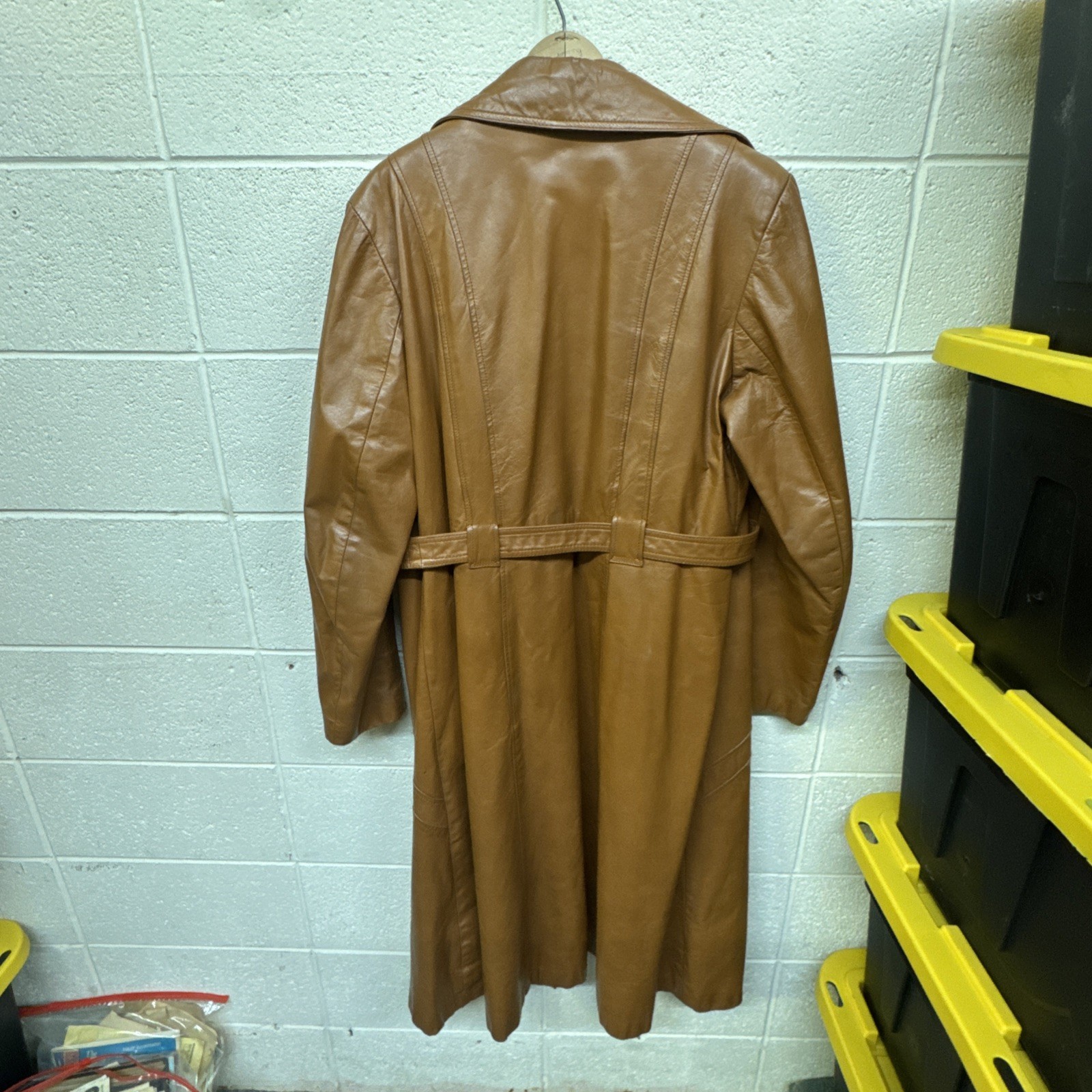 Vintage 70s The Tannery Women’s Leather Trench Coat Brown, Not Sure On Size.nice