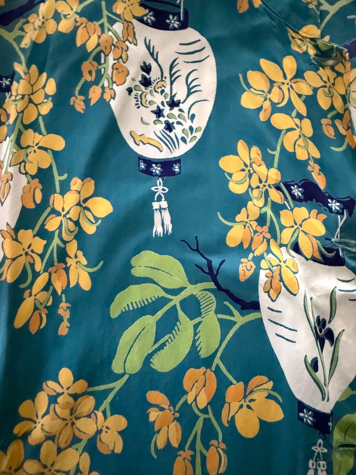 Vintage 1960s Surf ’n Sand Hawaiian Aloha Blouse Lantern Print Honolulu M/L