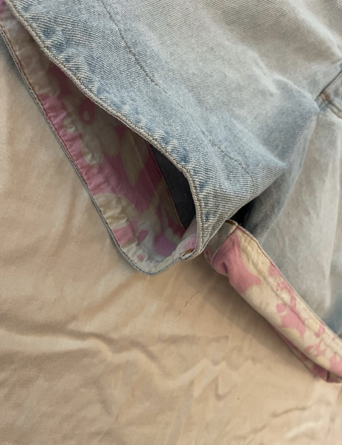 Vintage/ Deadstock Zeppelin Denim Overall Short W Floral Trim