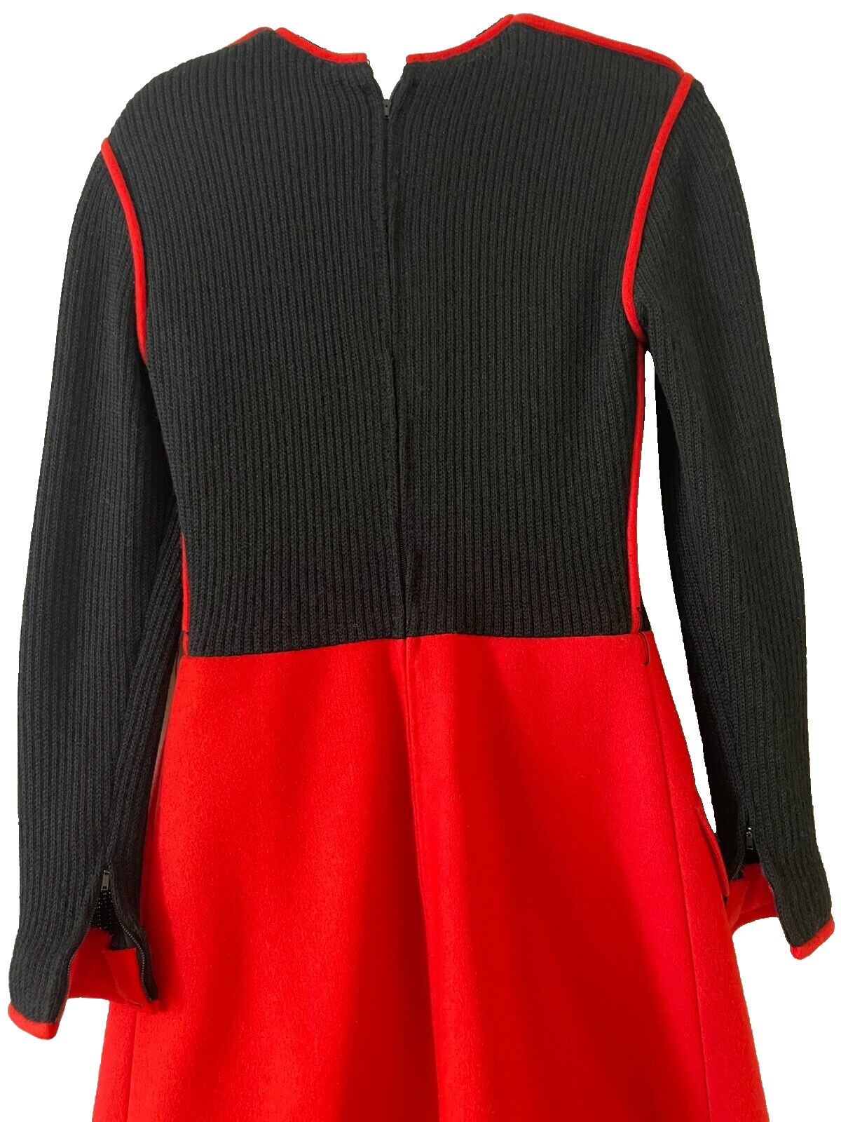 VINTAGE 60s Space Age hero black red knit dress US 2 UK 6 IT 38 FR 34