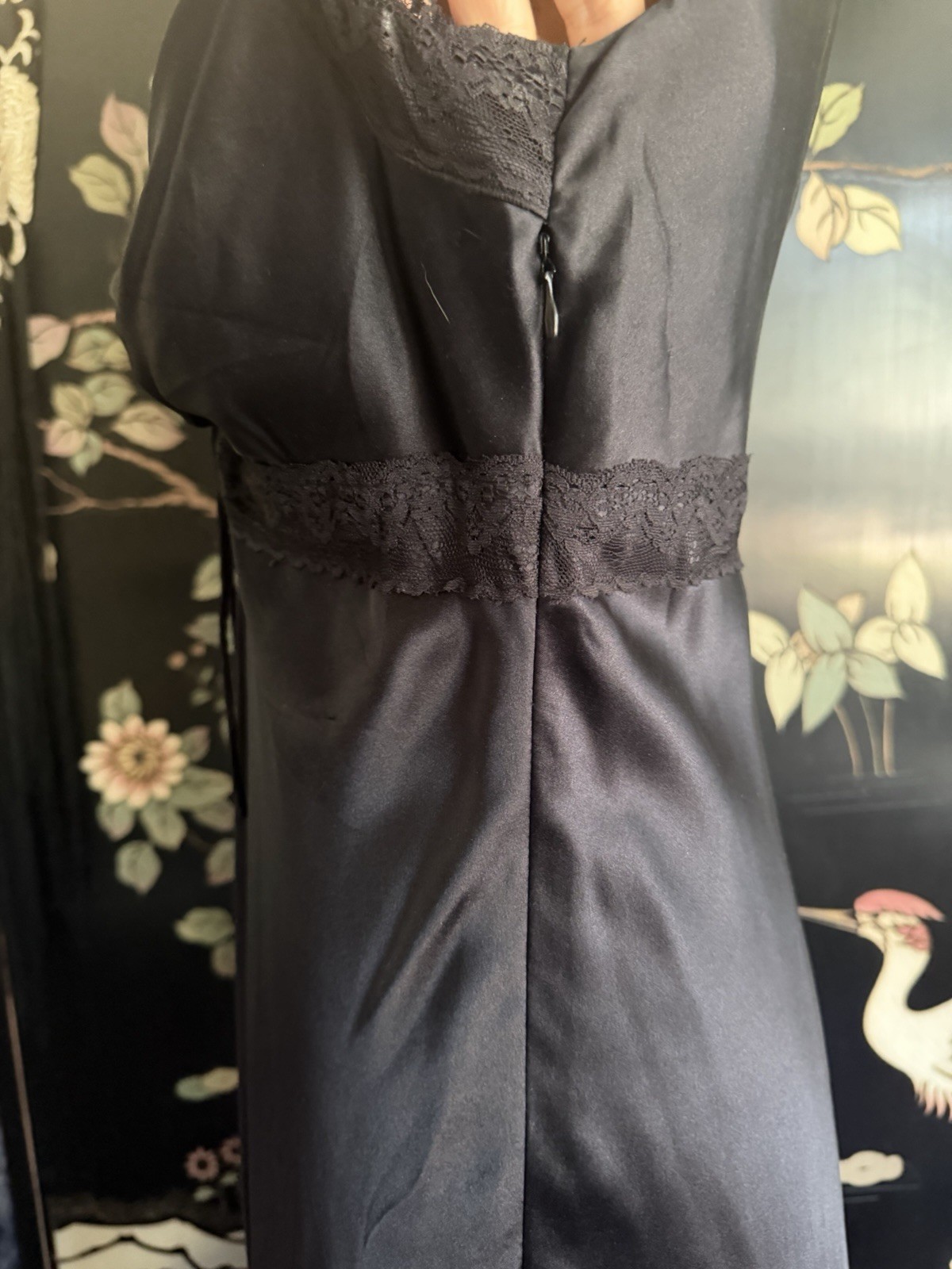 Vintage WDNY Black Silk Slip Dress Maxi Lined Wedding Cocktail Party Glam 6