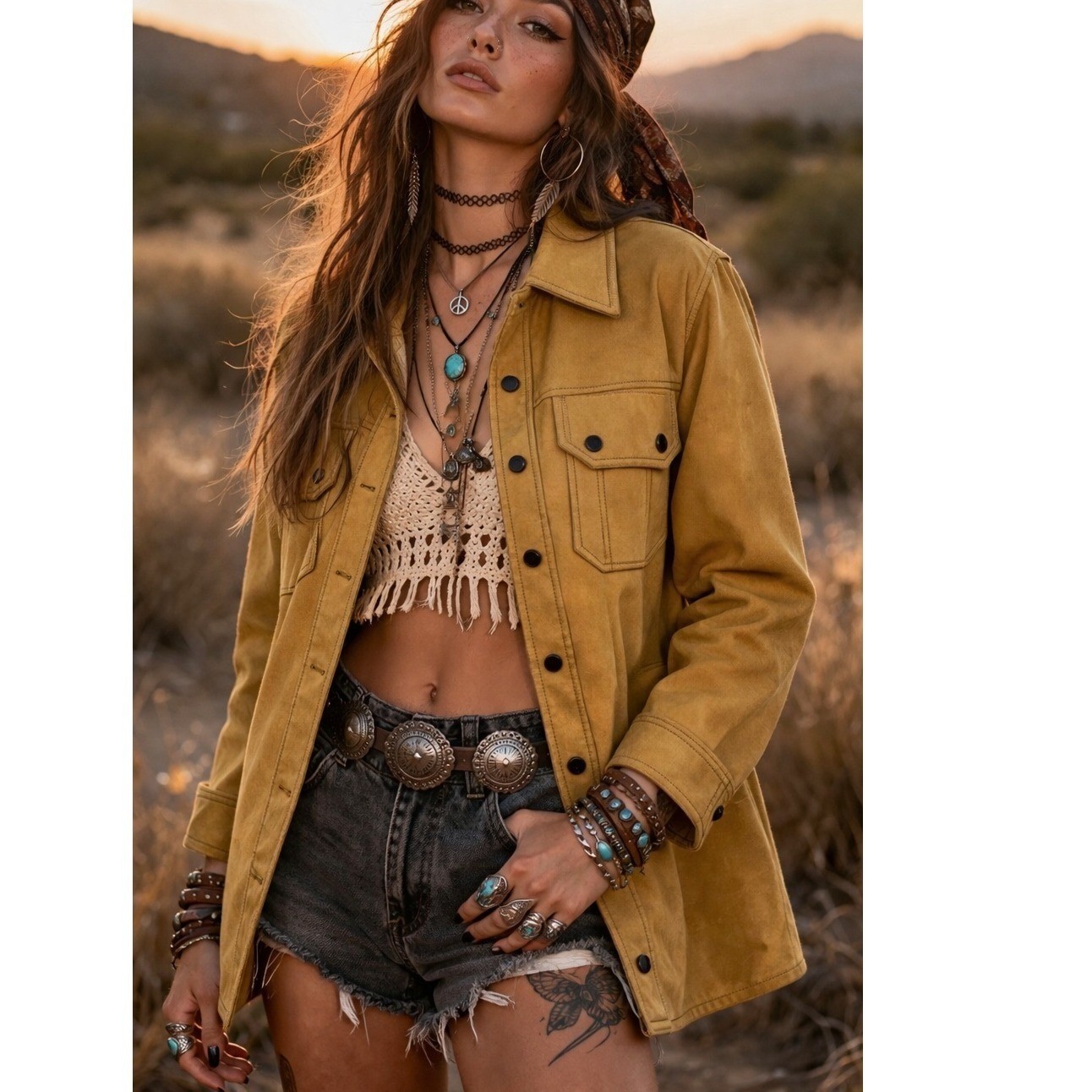 Vtg 70s Sz 11-12 S Jacket Faux Suede Western Hippie Urban Grunge Edgy Disco Tan
