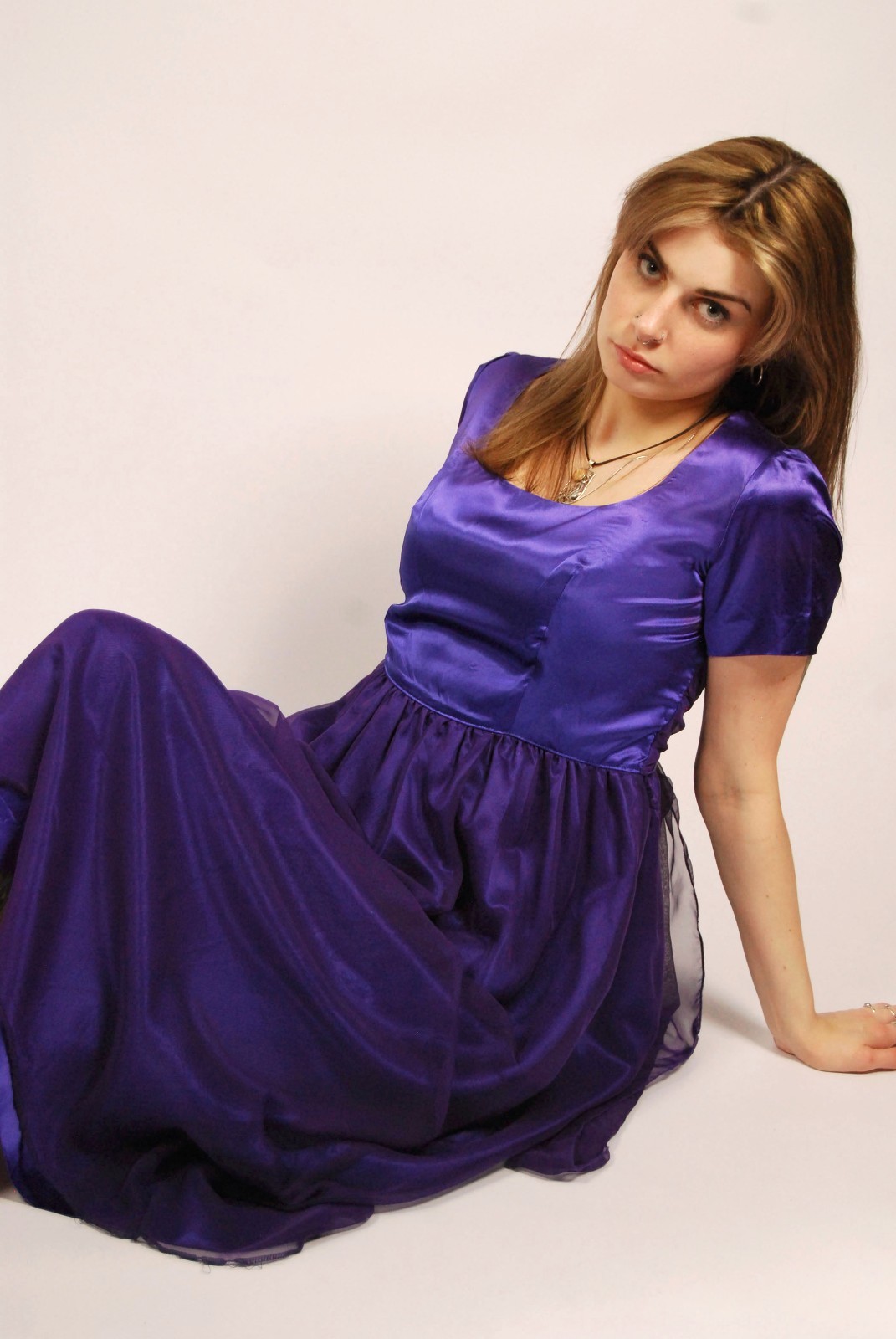 80s Babydoll Gown (L) large purple vintage maxi royal renaissance formal prom