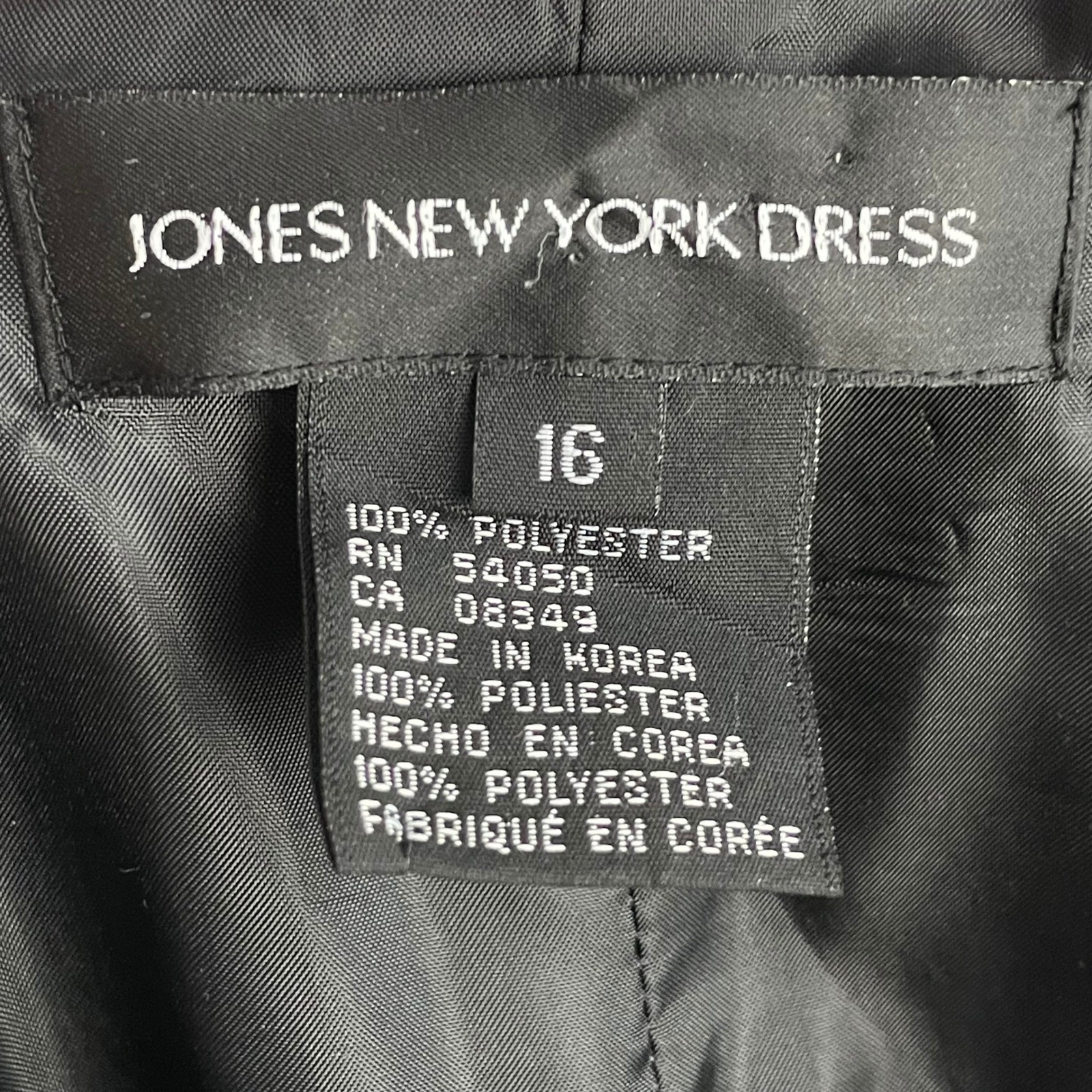 Vintage Jones New York Dress Midi Dress Women 16 Black Sheer Flutter Sleeve