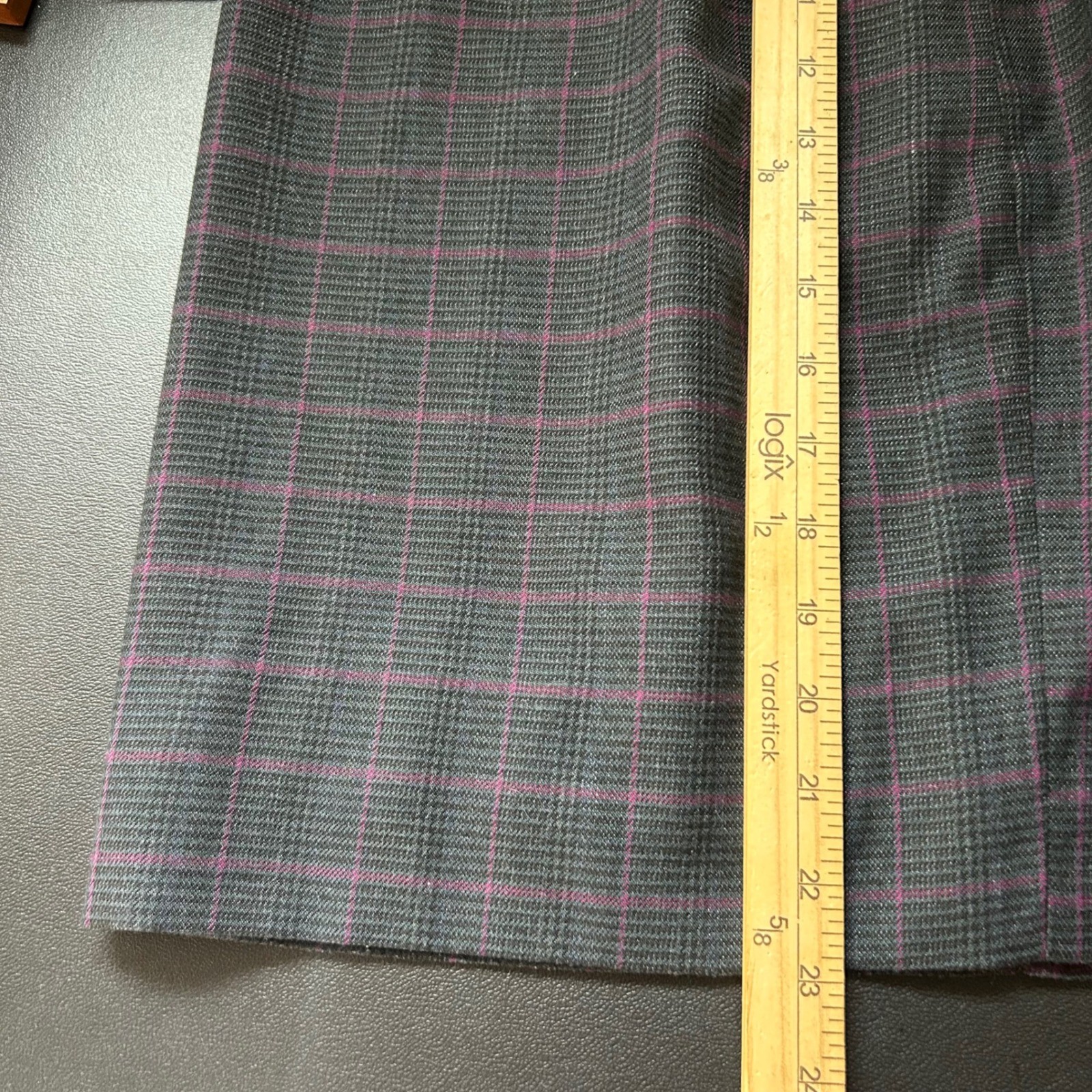 EHWOODS Vintage Glen Plaid Pencil Skirt Gray Purple Tartan High Waisted Academia