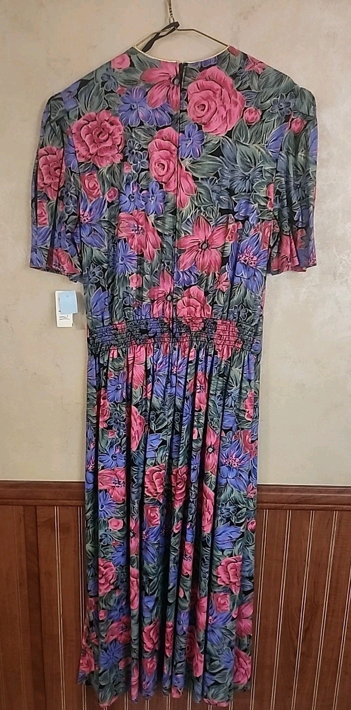 Vintage Miss Dorby Pink Purple Floral Maxi Dress Size 16 NWT