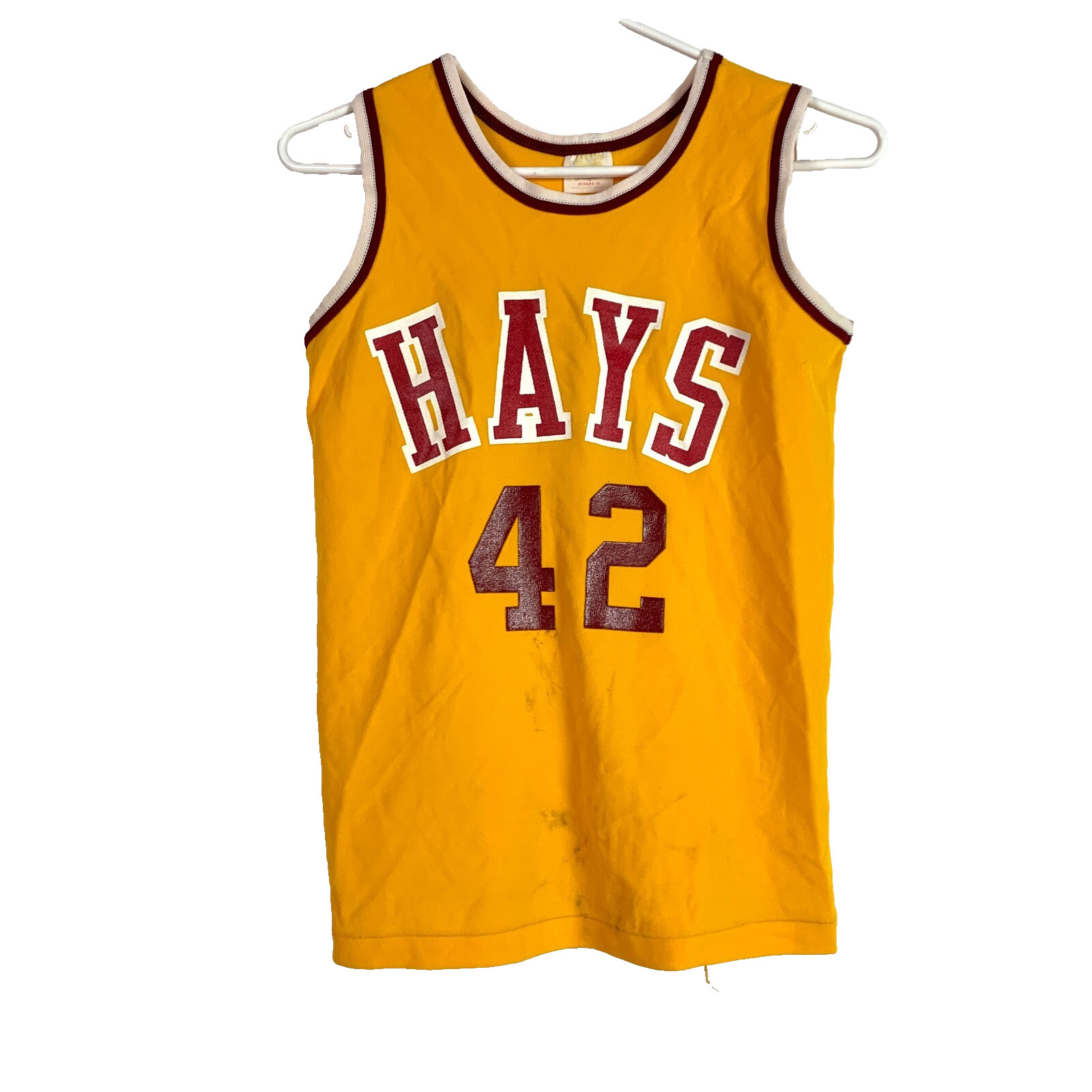 Vintage Russell Sportset Gold Red #42 Hays Kansas Basketball Jersey Misses 10