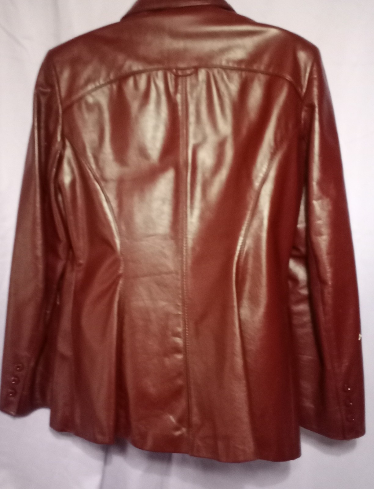 Vintage Etienne Aigner Burgundy Oxblood Genuine Leather Jacket Blazer Size 16