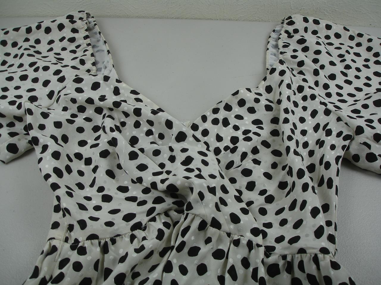 Women’s 8 Vtg 1990’s Balenciaga Paris 100% Silk Dress Black White Polka-Dot Long