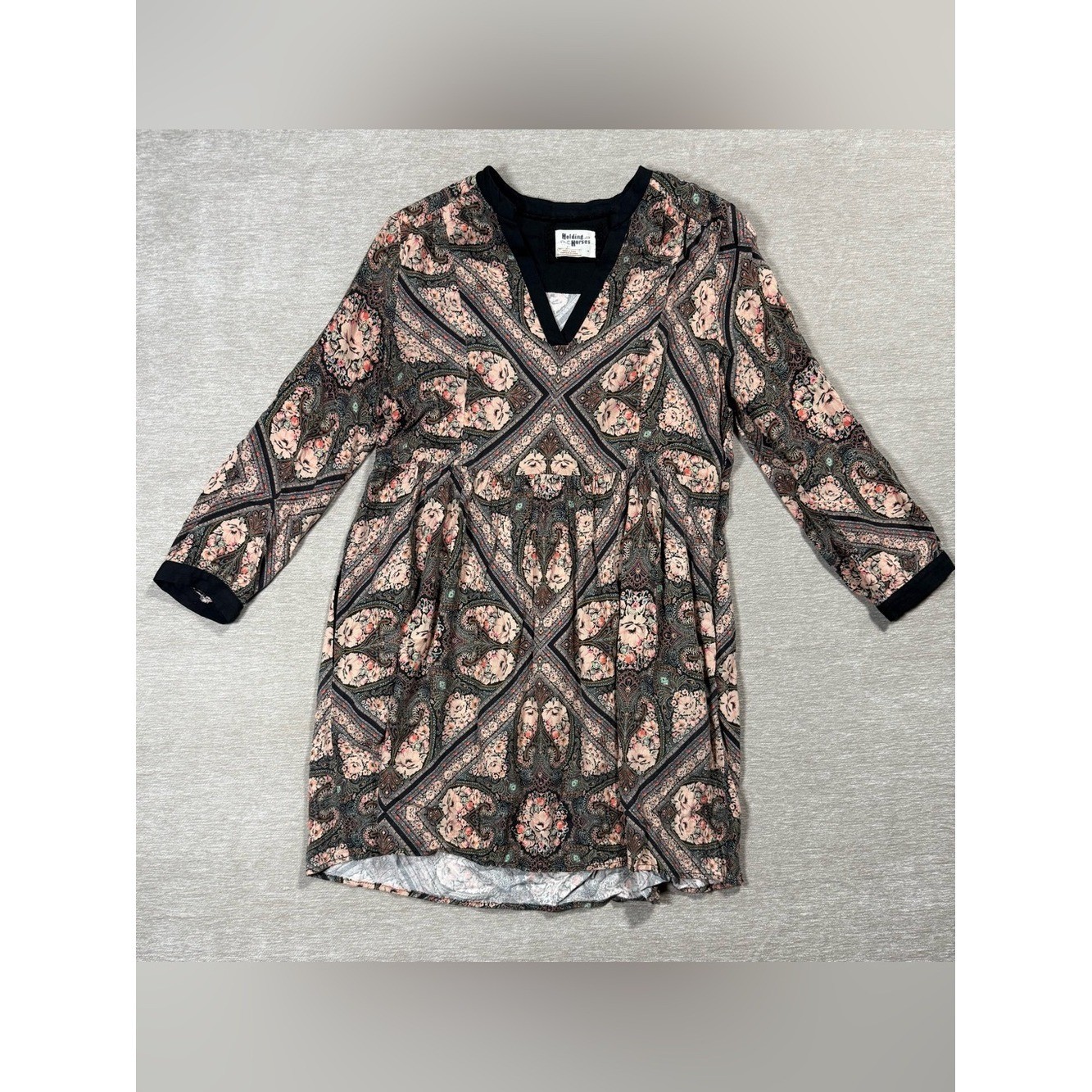 Holding Horses Anthropologie Paisley Floral Pocket Tunic Dress Size M
