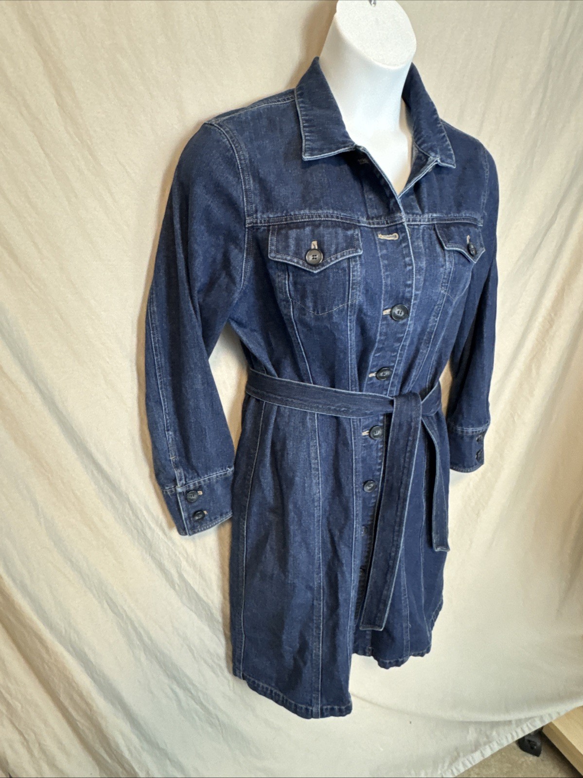 VTG Jones New York Country Sz 14 Denim Dress 100% COTTON +Belt Cottagecore