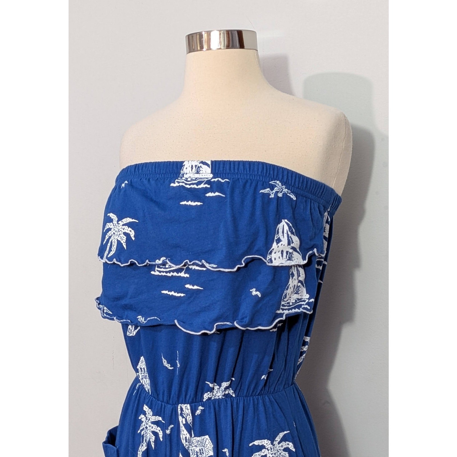 Gloria’s Fashions Tropical 80s Strapless Romper
