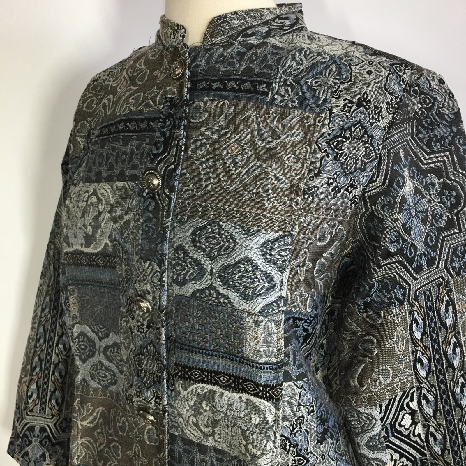 Vintage Tudor Court By Haband Jacket Womens M Button Front Jaquered Tapestry CL