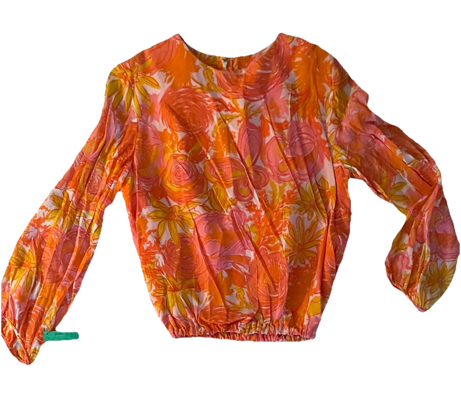 Vintage 60’s 70’s Younkers Robin Fashions Bright Mod Retro Floral LS Top M/L NWT