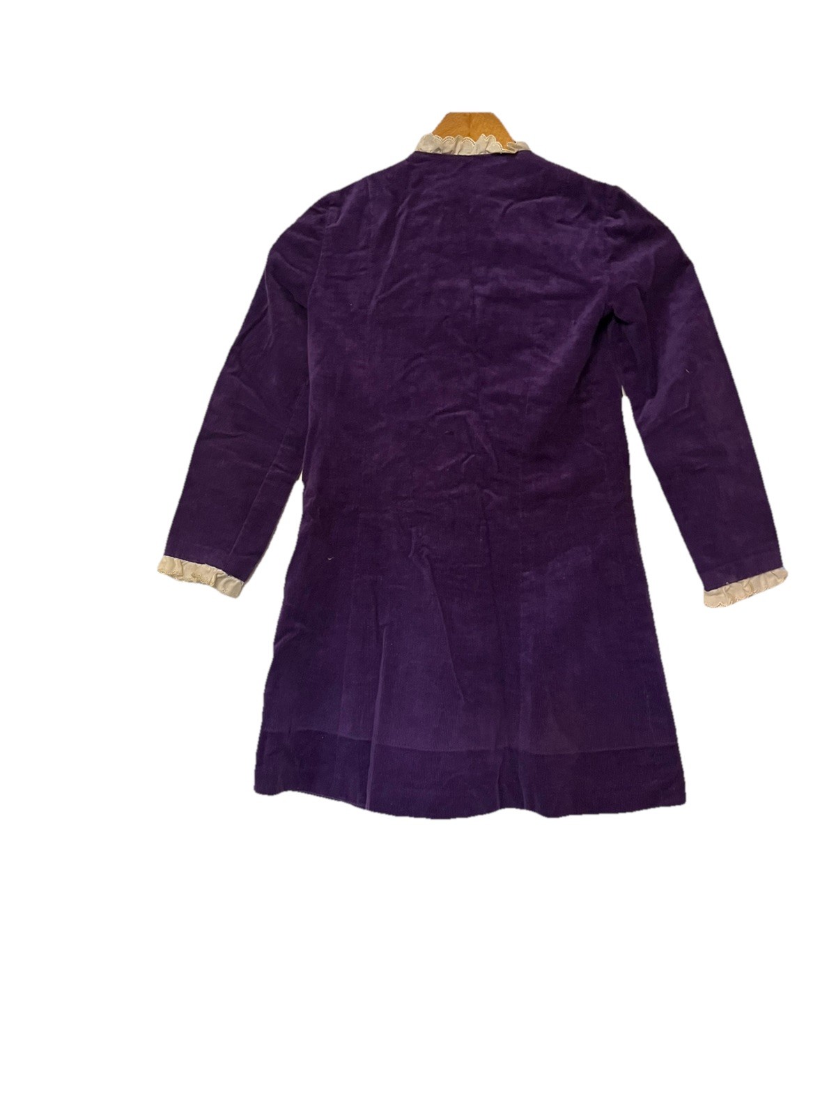 Vintage Handcrafted Purple Velvet Shift Dress Lace Mod Retro 60s 70s