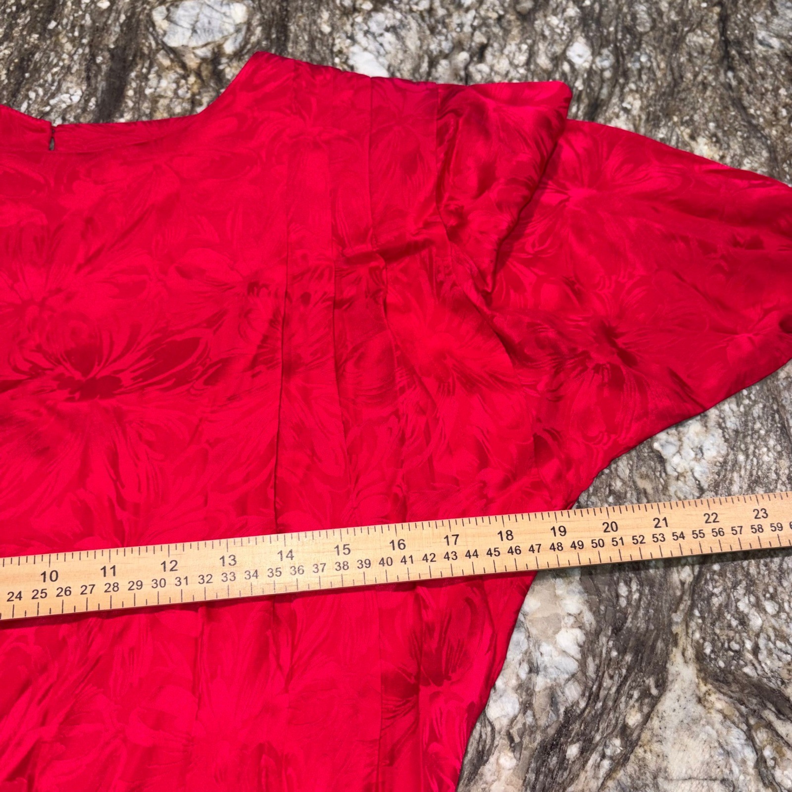 Vintage Silk Jacquard Midi Dress 80s Mob Wife Women 10P Red Argenti Petites