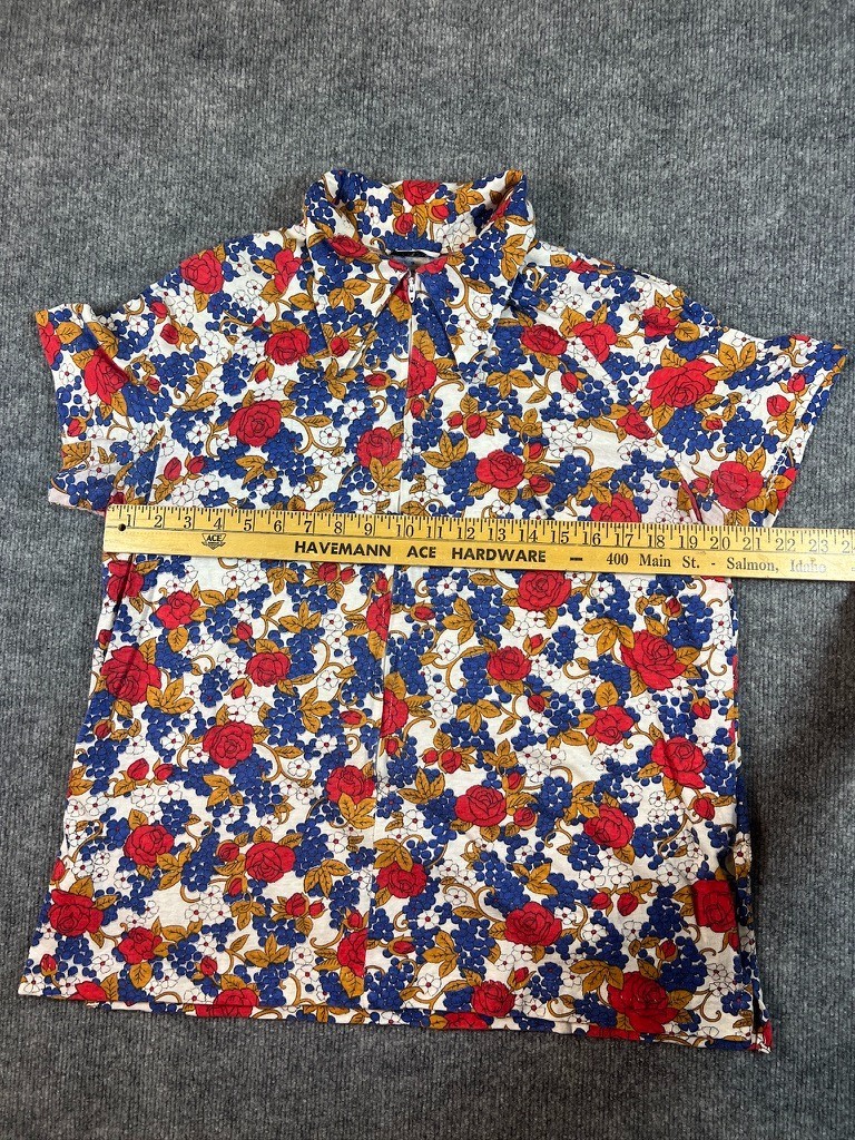 Vintage 70s Peggy Lou California Floral Print Top Button Up Blouse Women LG/XL?