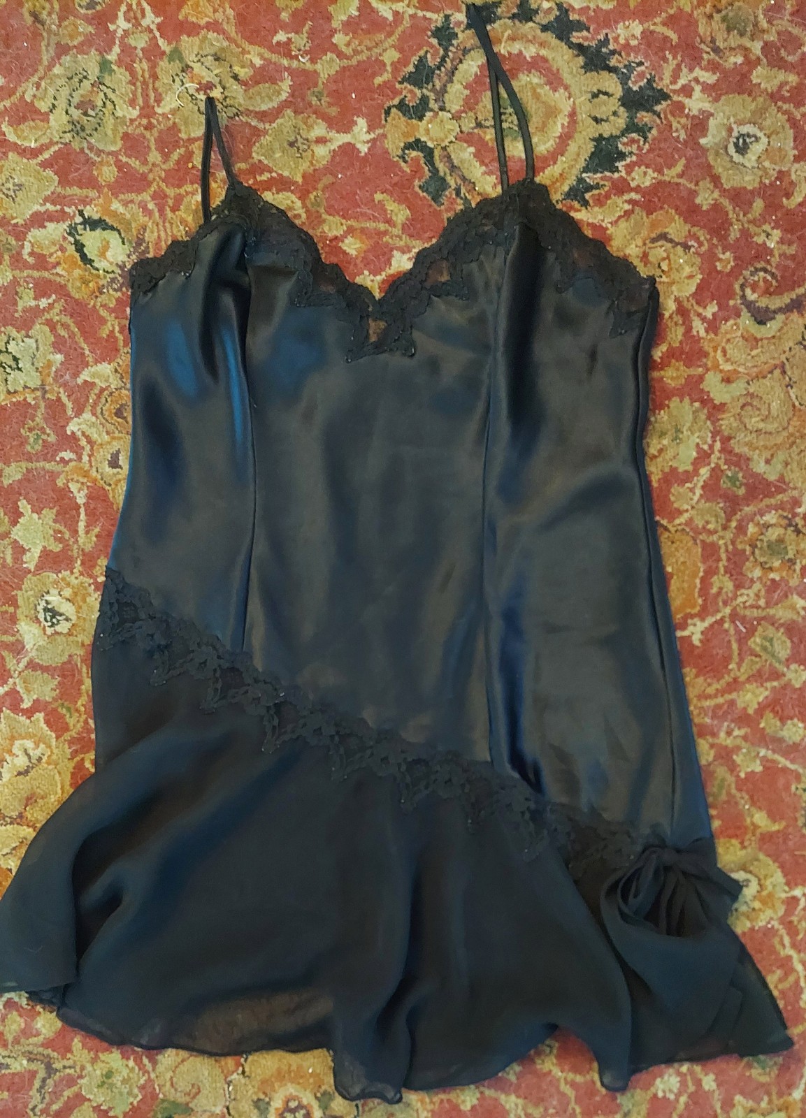 Black Van Raalte Satin Vintage Slip LRG Like Vantiy Fair Adonis Barizon