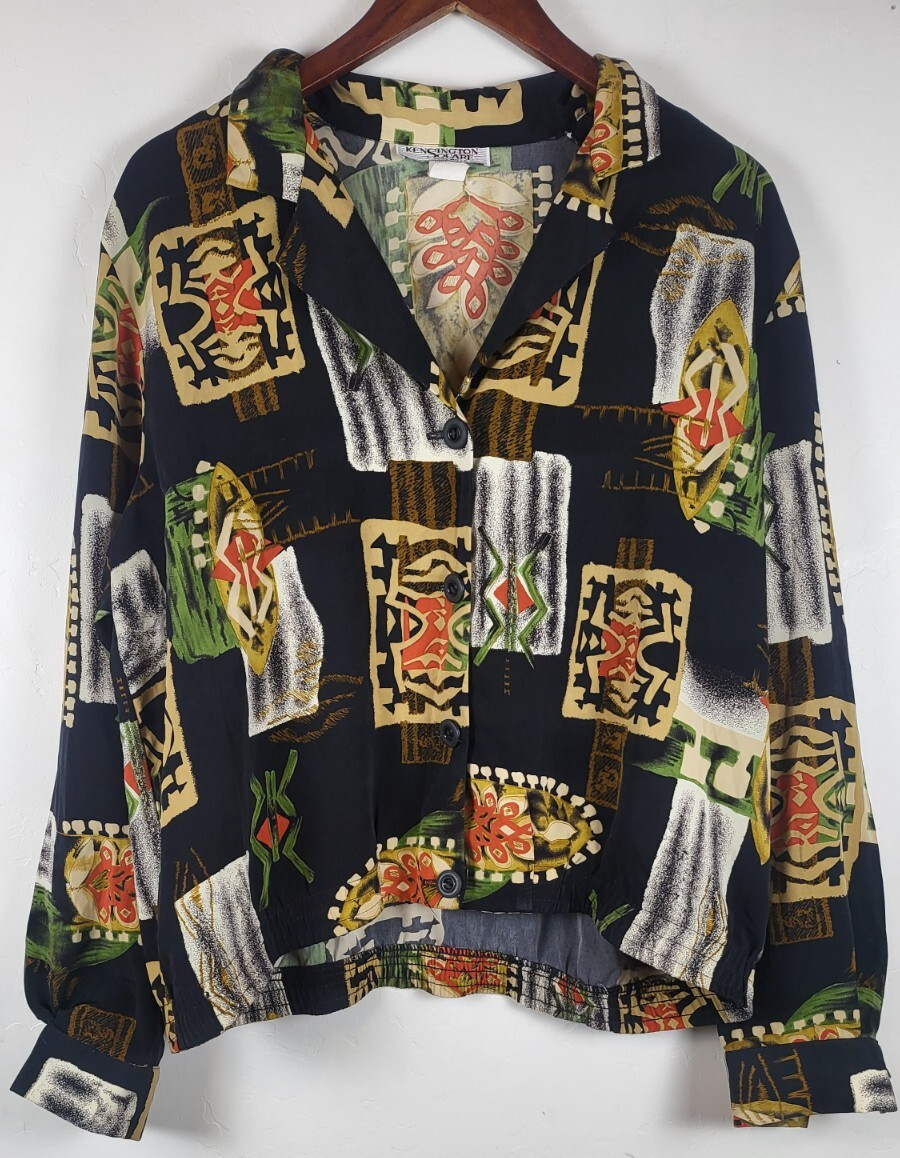 Rare Vintage Kensington Square Boho Global Travel Tribal Eclectic Shacket Sz L/M