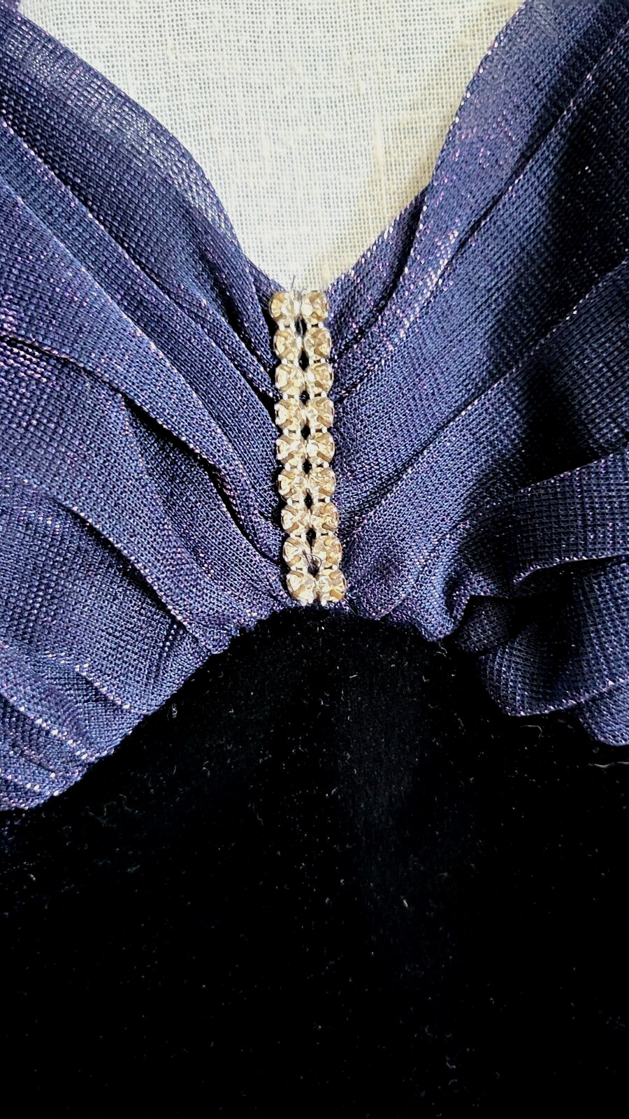 Glam Vtg Blondie & Me Evening Indigo Party Evening Maxi Dress 9/10 Velvet Body