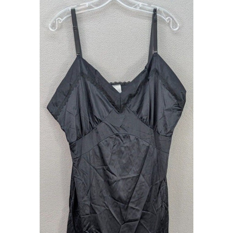 Vintage Velrose 100% Nylon Black Night Gown Lingerie Lace Mexico Women’s Size 42