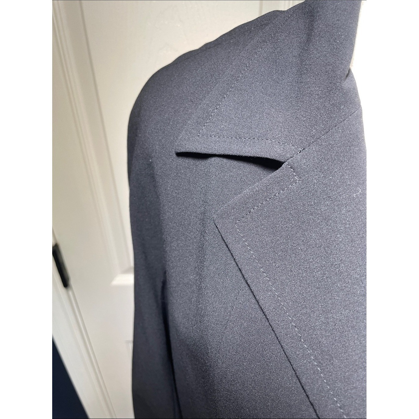 VTG Mondi Black Wool Trench Coat Duster Jacket Longline Blazer West Germany L