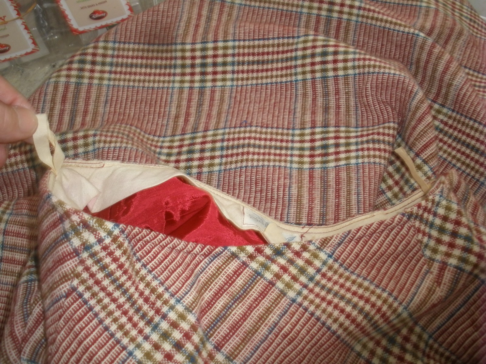 Vintage Women 's Skirt Maroon Checked Summit of Boston 12 (T53)