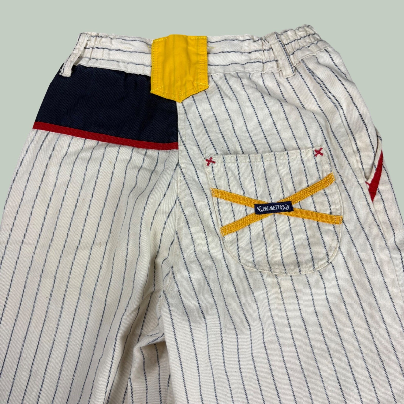 Vintage Palmettos Pinstripe Colorblock Pants High Waisted 90s Primary Colors 14