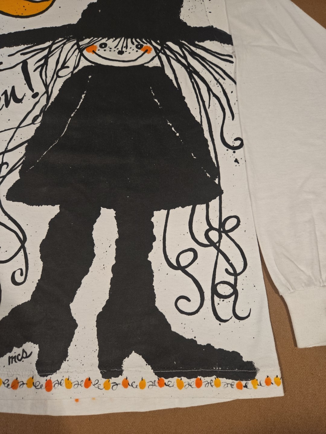 Vintage 90s Happy Halloween AOP Witch Trick Or Treat Pumpkin T-Shirt Size Large