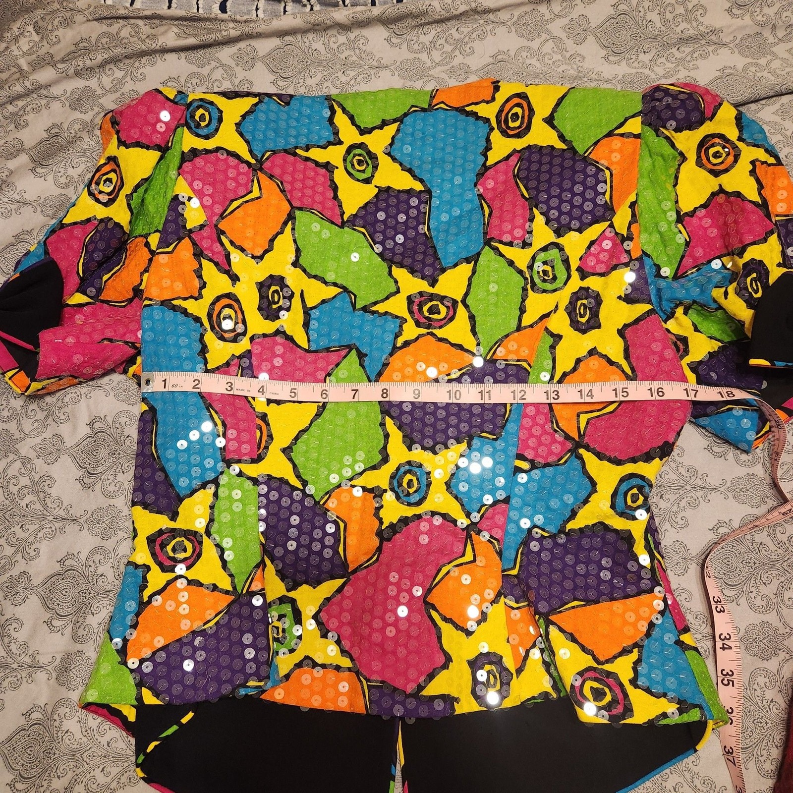 Vintage 1980s Rimini Colorful Psychedelic Sequin Blazer Jacket