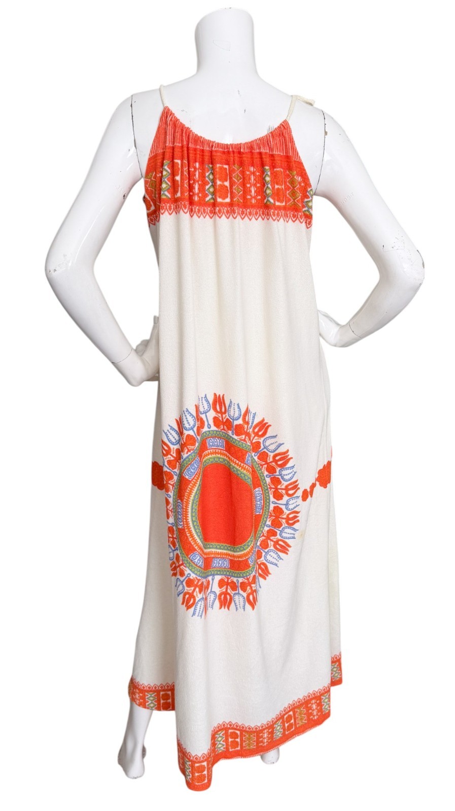 Vintage 70’s Terry Swim Coverup Maxi Dress Psychedelic Medallion Hawaiian Beach