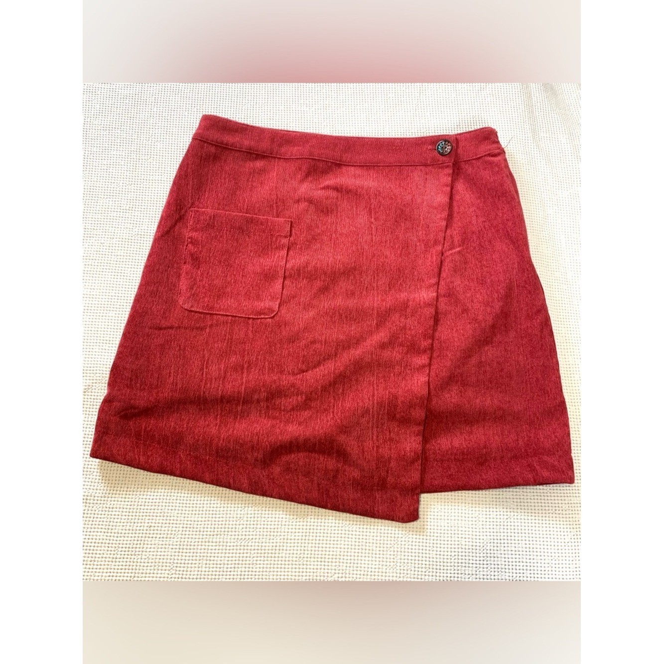 Love Riche Wine Corduroy Mini Skirt Patch Pocket Large NWT Academia Preppy Boho