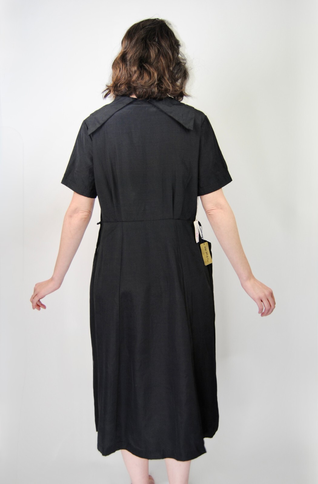 1950s Vintage Pat Perkins New Old Stock Black Dress with Red Polkadot Scarf – XL