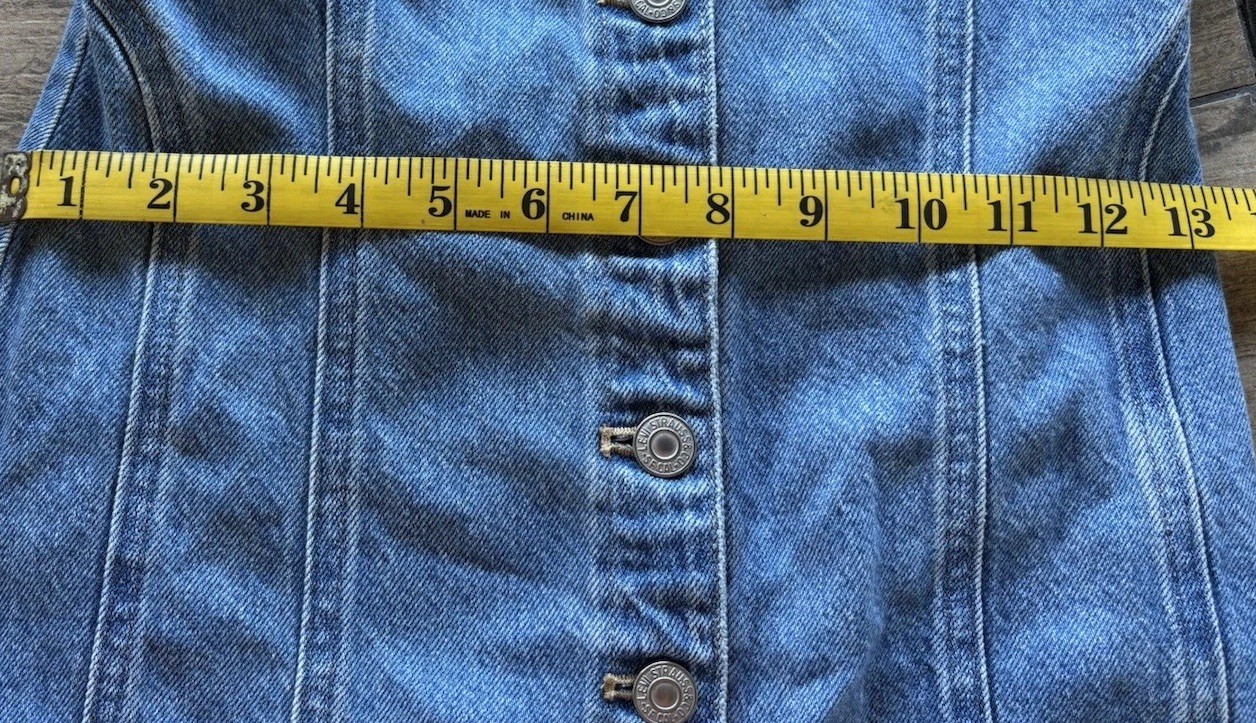 Levi’s Blue Denim Malene Dress Bustier Mini A Line Button Up Smocked XS