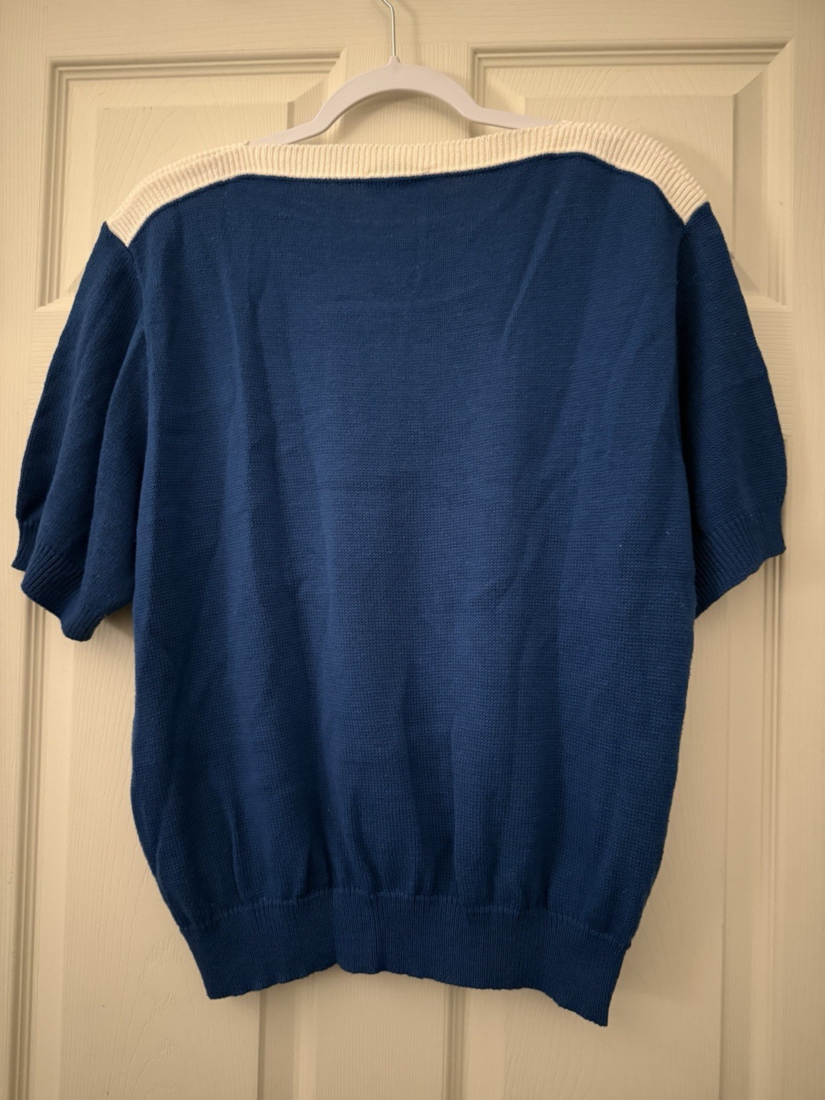 Vtg Ms Blake By Devon Women’s 80’s Color Block Short Sleeve Sweater M Patriotic