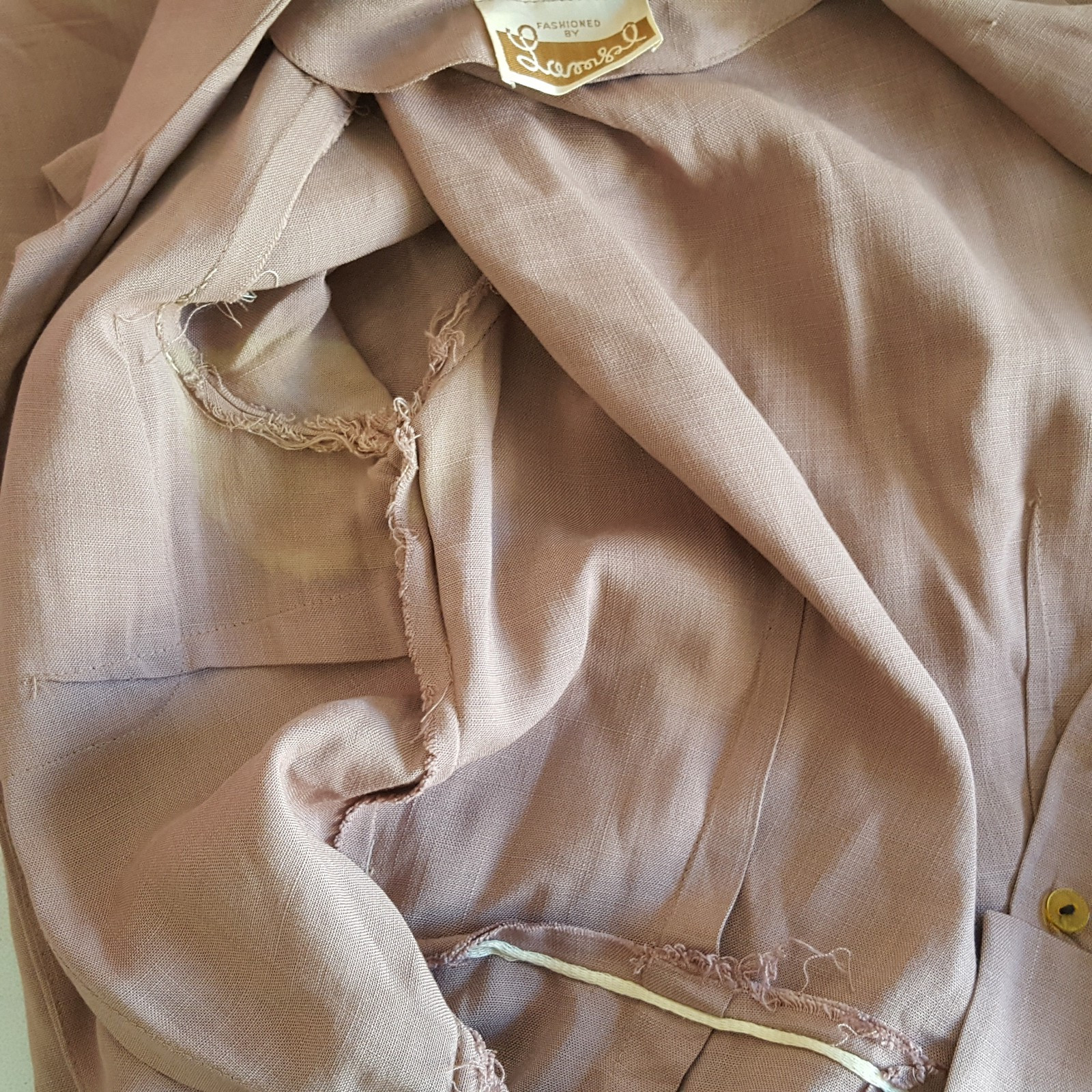 Vintage 40s 50s Brown Dress Size S Button Detail Sheath Secretary Wiggle Lampl
