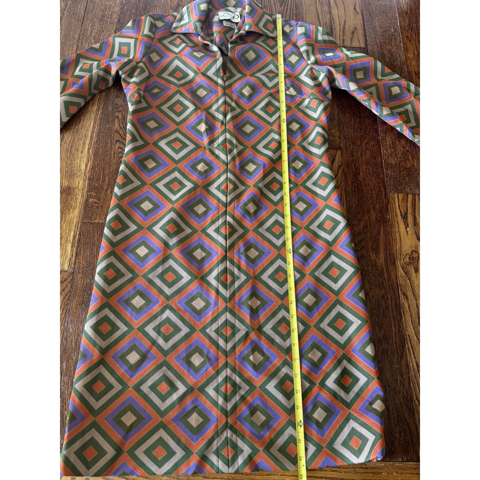 Vintage Disco Mod Dress Womens Size 12 Textured Geometric Hippie Groovy 60s 70s