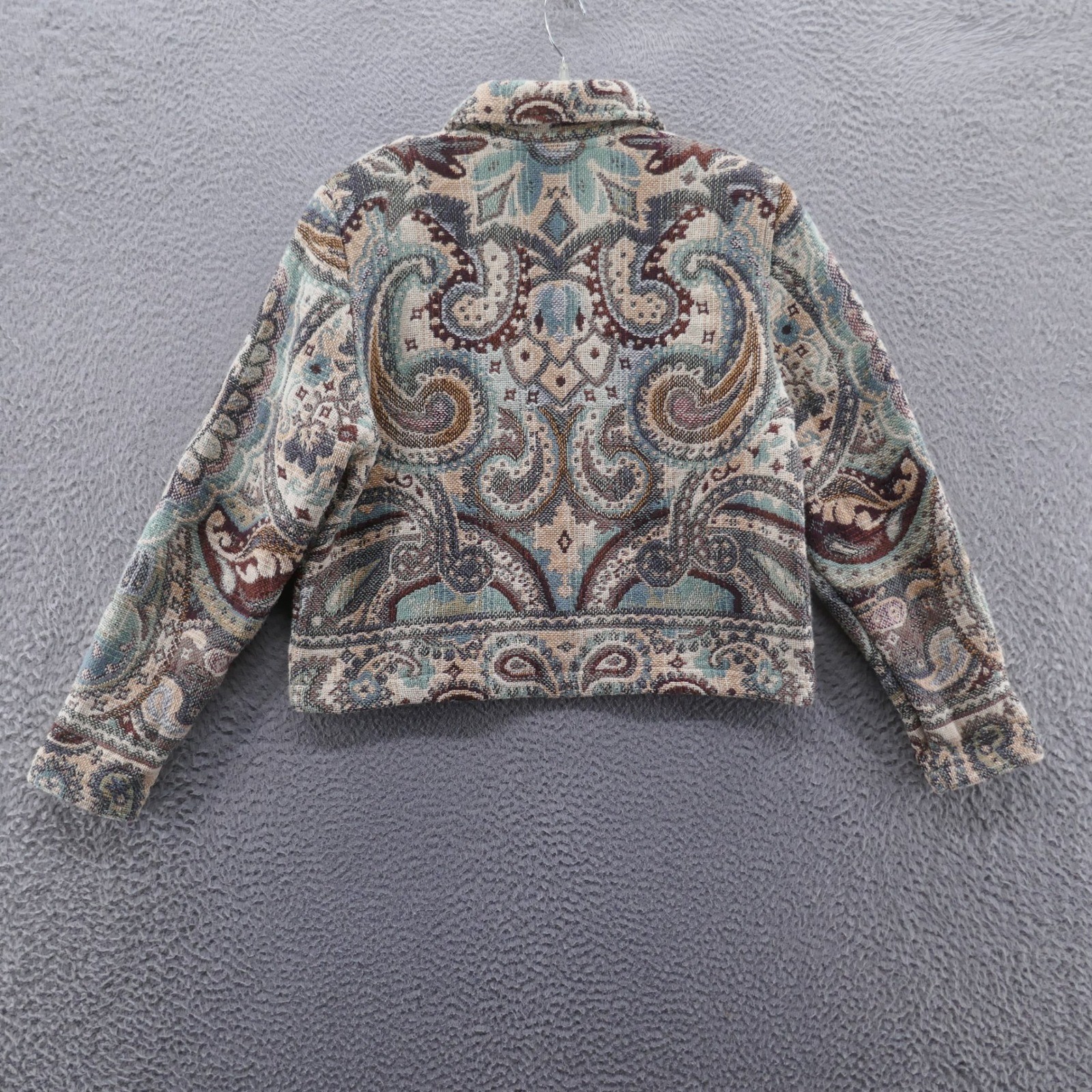 Painted Pony Vintage Tapestry Jacket Womens Medium Paisley Woven Cotton Made USA