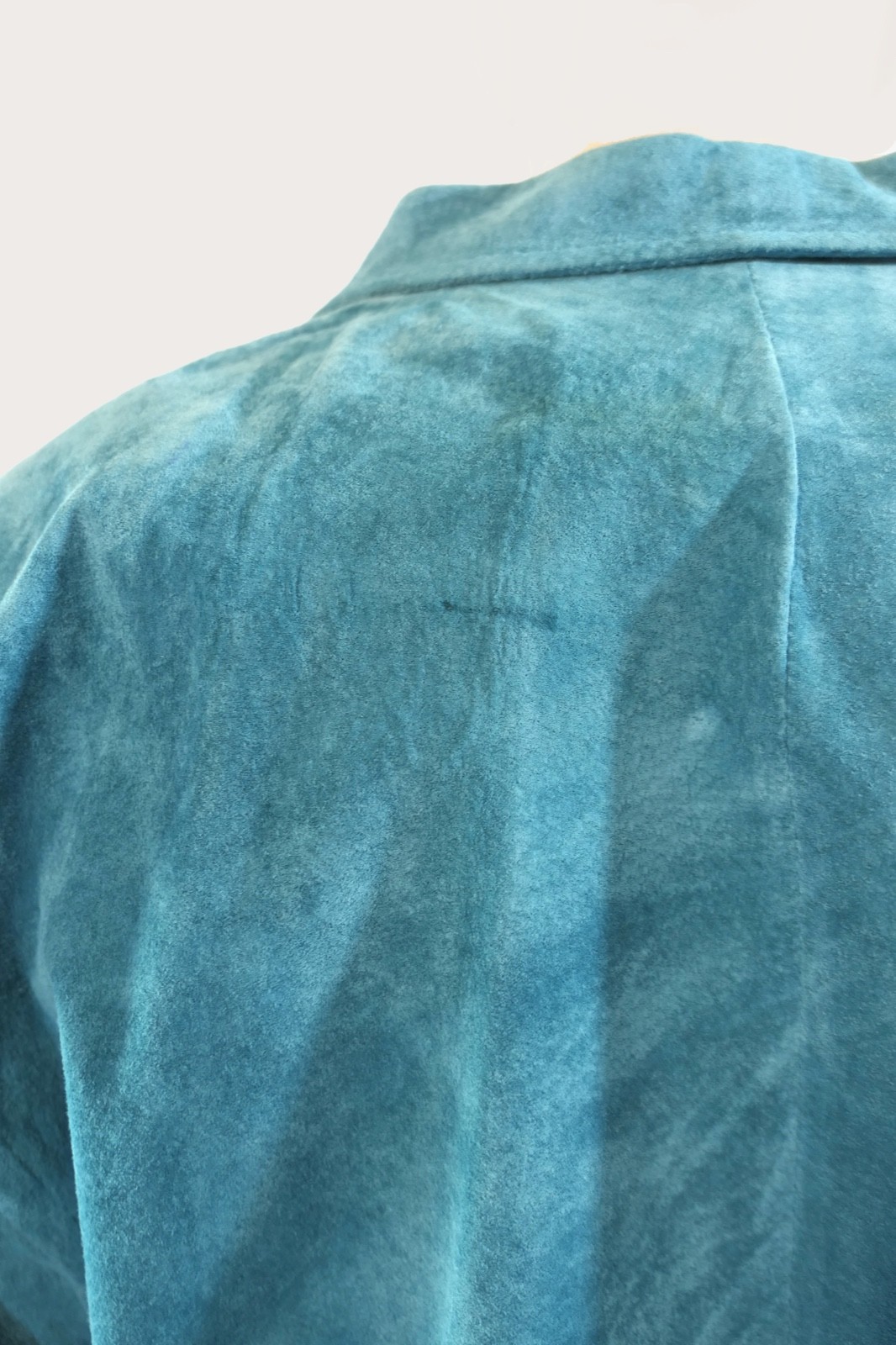 Vintage 80s pia rucci Turquoise Midi Suede Leather Duster Coat Jacket M w flaws