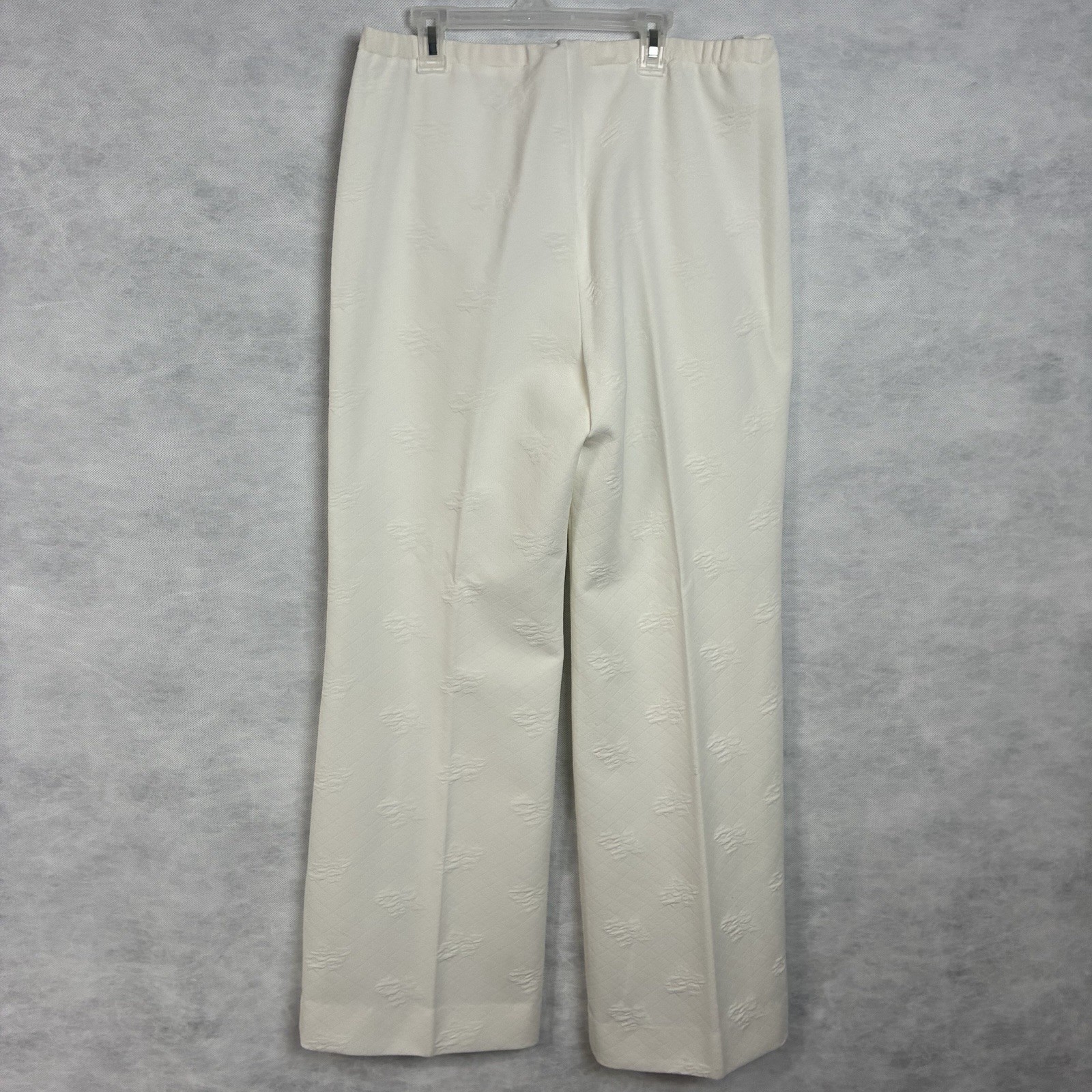 Vtg 60s 70s Bleeker Street Women Pant Set Sz 16 M/L White Textured Wide Leg Mod