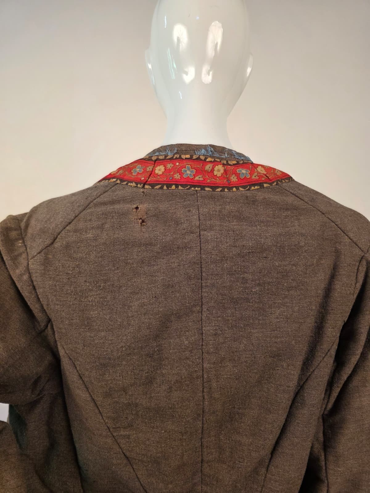 CIVIL WAR 1860’S WOOL CUTAWAY ZOUAVE JACKET W FLORAL PRINT COTTON EDGING