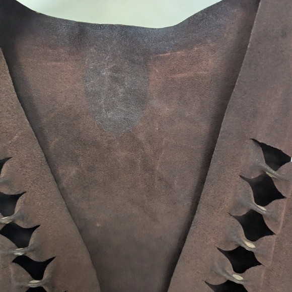 Vintage 70s Brown Suede Textured Vest Boho Festival