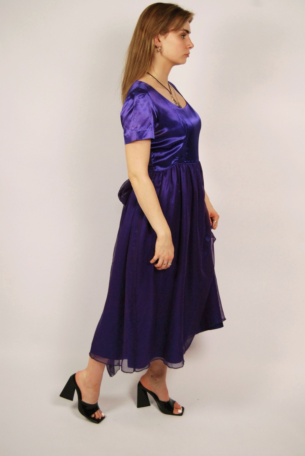 80s Babydoll Gown (L) large purple vintage maxi royal renaissance formal prom