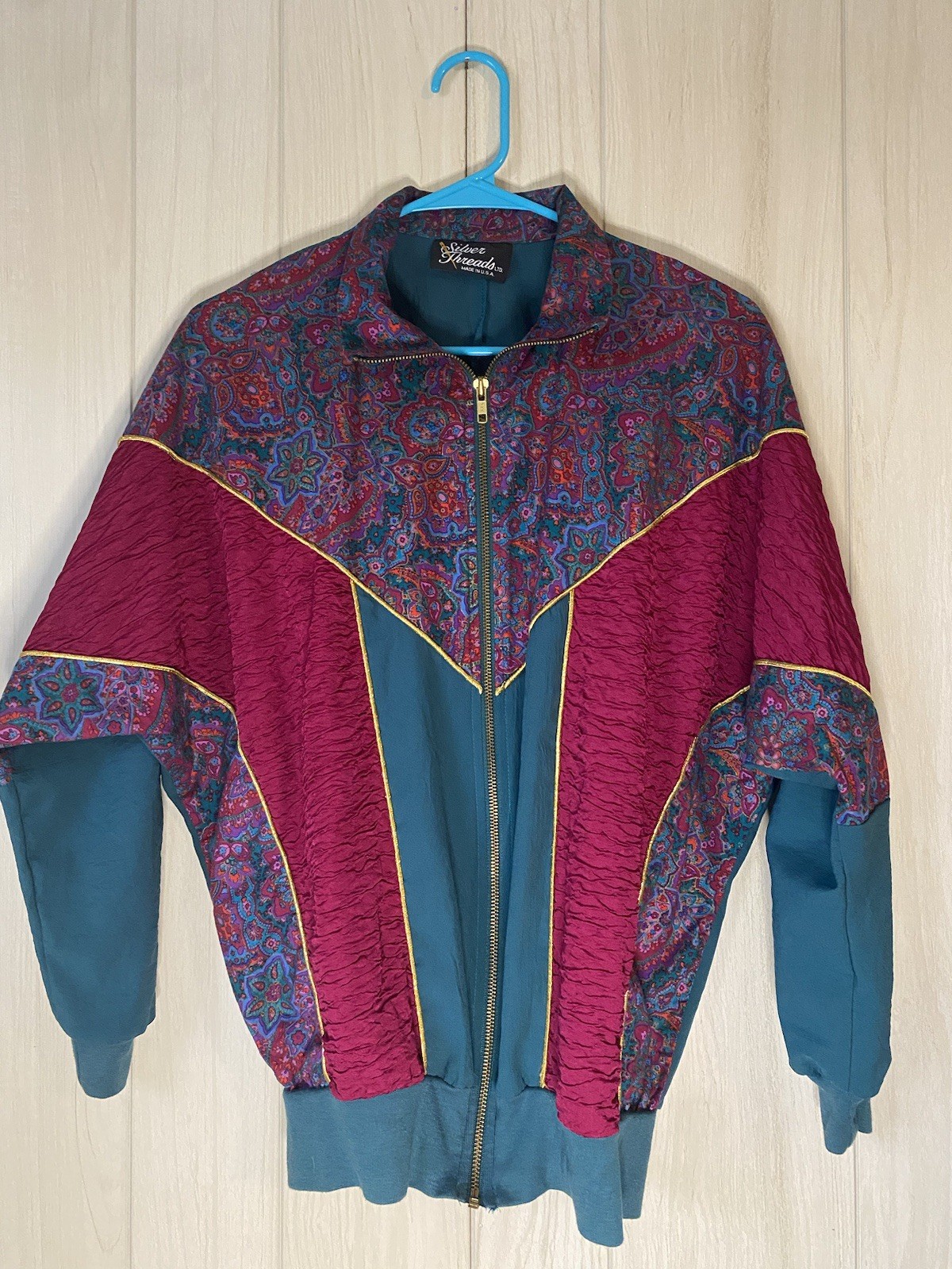 Vintage Silver Threads Paisley Patterned Windbreaker Jacket