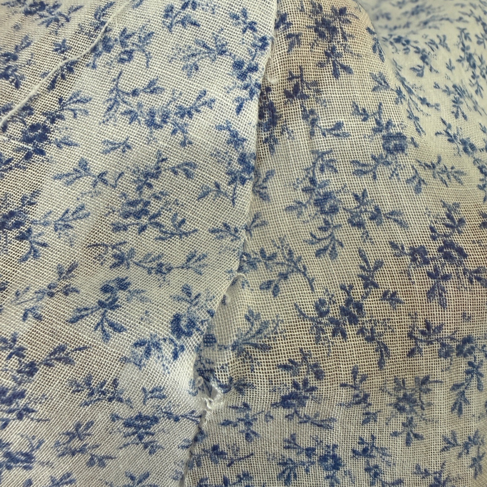 Vintage ACT I New York Floral Cottagecore Midi Prairie Dress Blue White Lace XS