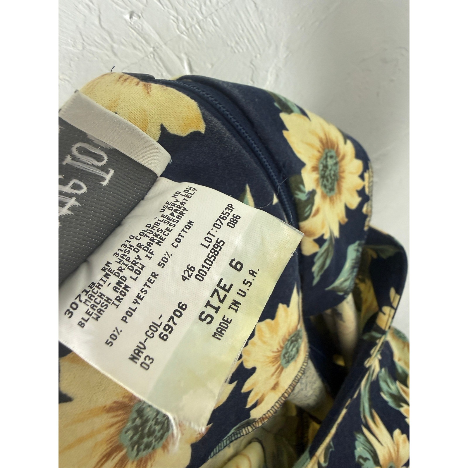 Vintage 80s 90s Dress Paquette Too! Cotton 6 Floral Sunflower Short sleeve V3-26