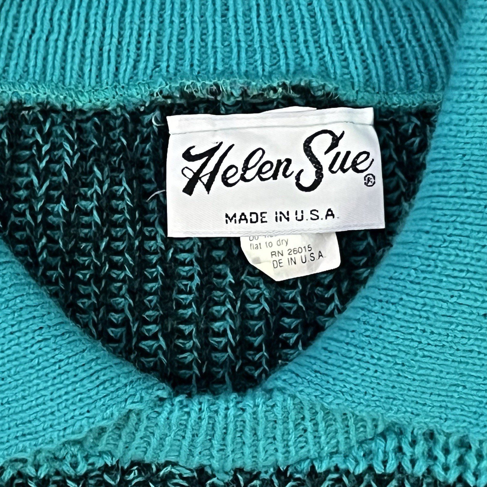 Vintage 80s Helen Sue Sweater Women’s L/XL Boxy Oversized Pullover Green/Black