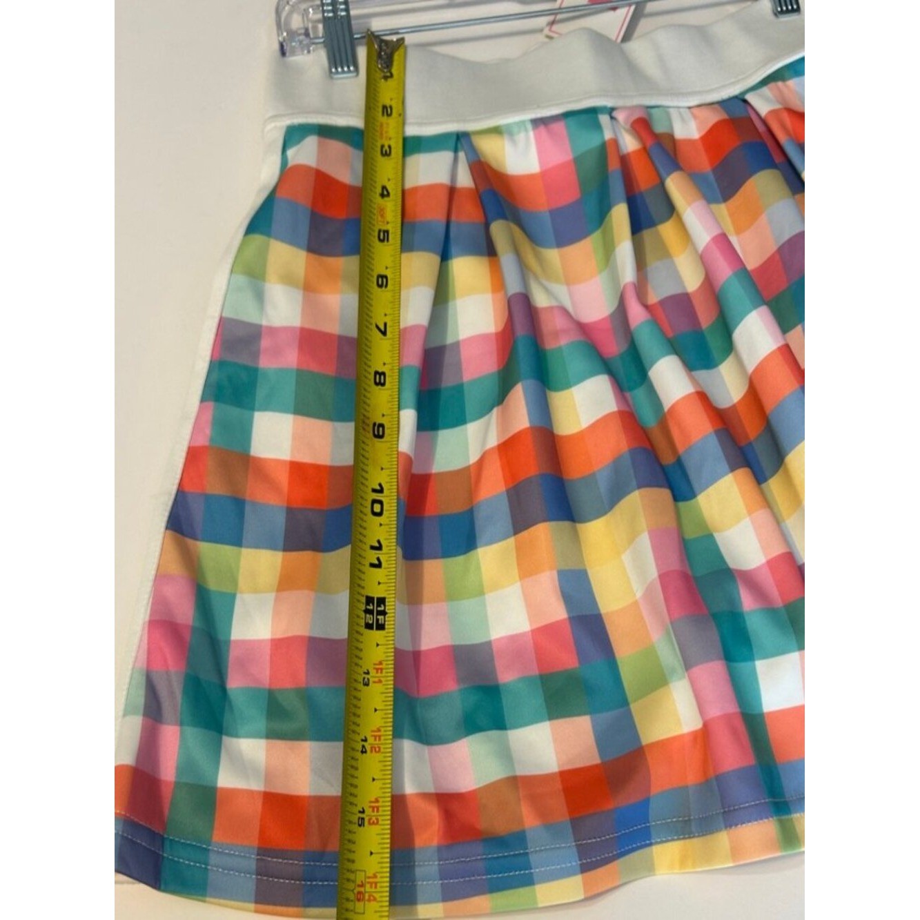 NWT XL Rainbow Plaid Pleated Skirt Preppy Coastal Grandmother Tennis Golf Y2K