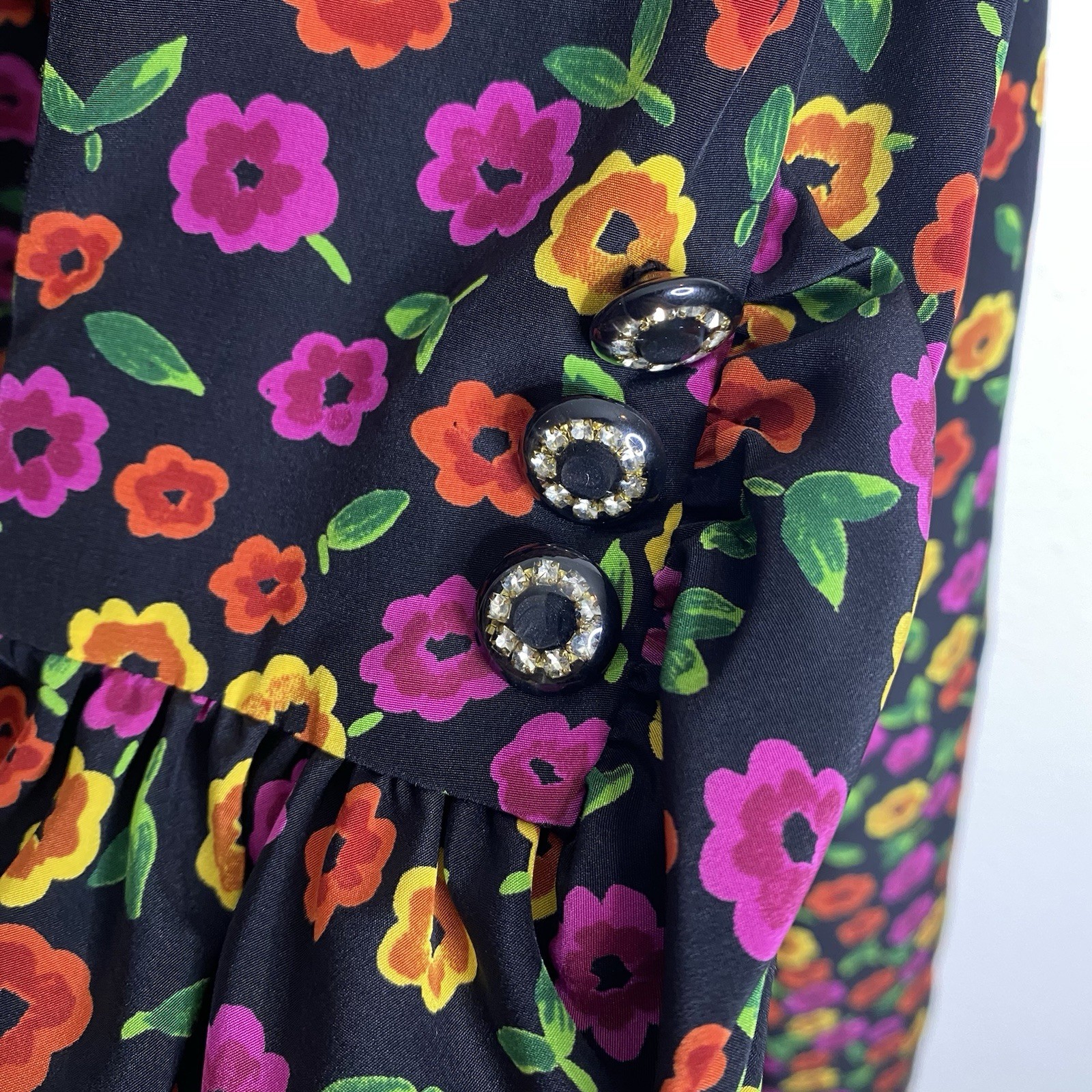 Vintage Hanae Mori Boutique Dress Silk Floral Size 4