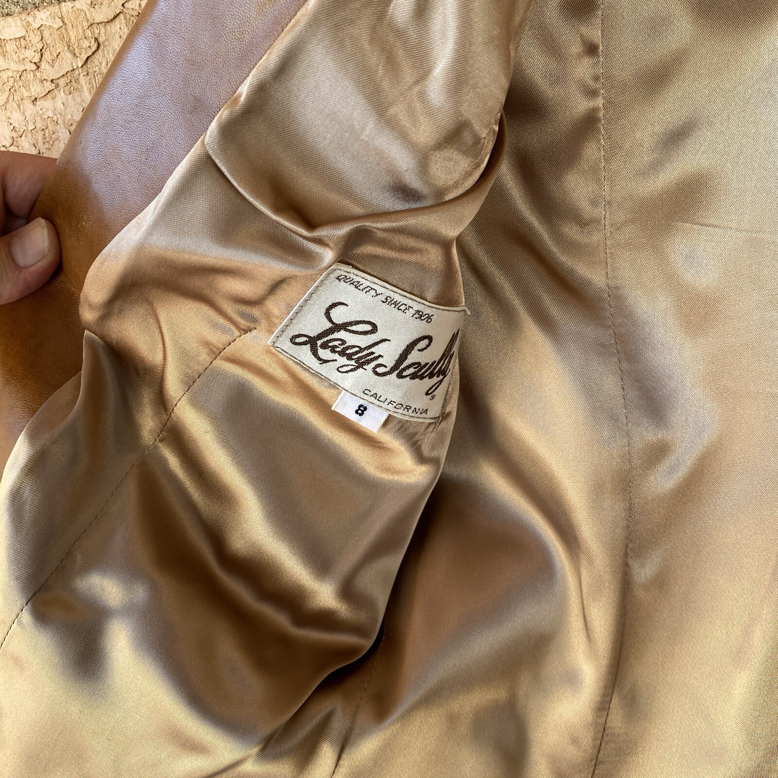 Lady Scully Tan Leather Lizard? Yoke Blazer Jacket size 8 Western 70s Cowhide?